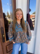 Turquoise Trails Paisley Blouse