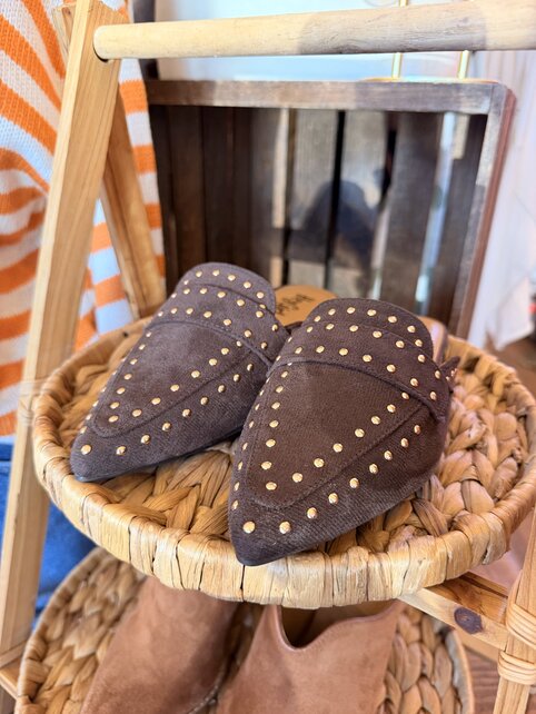 Mocha Moment Studded Mules