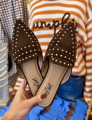Mocha Moment Studded Mules