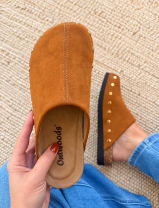 Whiskey Brown Studded Clogs