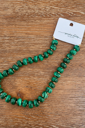 Green W/ Gold Beaded Necklace