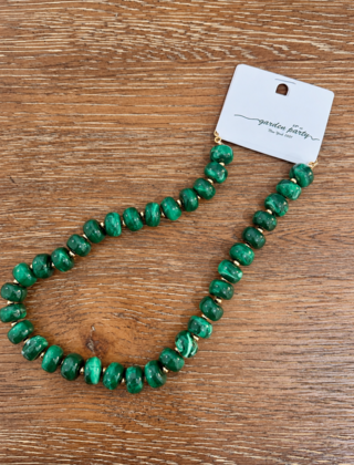 Green W/ Gold Beaded Necklace