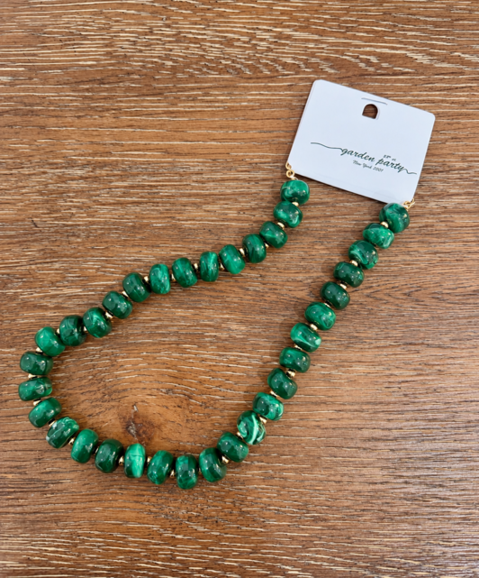 Green W/ Gold Beaded Necklace