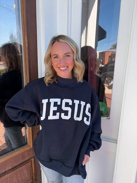 JESUS Navy Mockneck