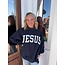 The Uptown Peach JESUS Navy Mockneck