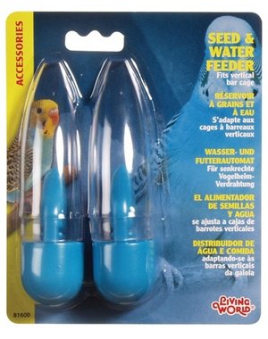 Living World Living World  Seed & Water Feeder For Vertical Bars 2pk