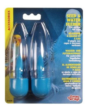 Living World Living World  Seed & Water Feeder For Vertical Bars 2pk