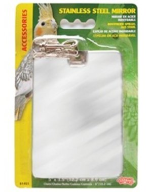 Living World Living World Stainless Steel Parrot Mirror with Chain Large