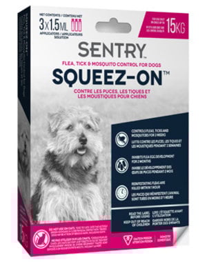 Sentry Sentry Squeez-On Flea, Tick & Mosquito Control, For Dogs (up to 15 kg)