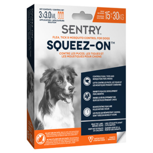 Sentry Sentry Squeez-On Flea, Tick & Mosquito Control, For Dogs (15-30 kg)