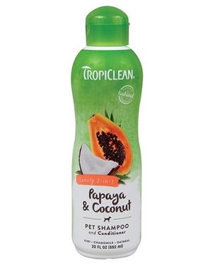 TropiClean Tropiclean Papaya And Coconut 2 in 1 Shampoo and Conditioner Dog/Cat 20 oz