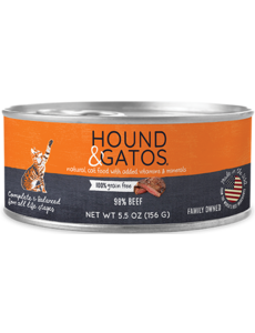 Hound & Gatos Hound & Gatos Beef Complete Meal For Cats  5.5oz