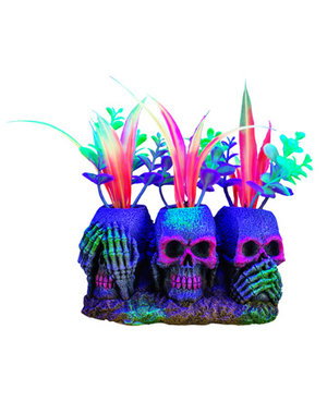 Marina Marina iGlo Ornament - 3 Skulls with Plants - Small - 14 cm (5.5 in)