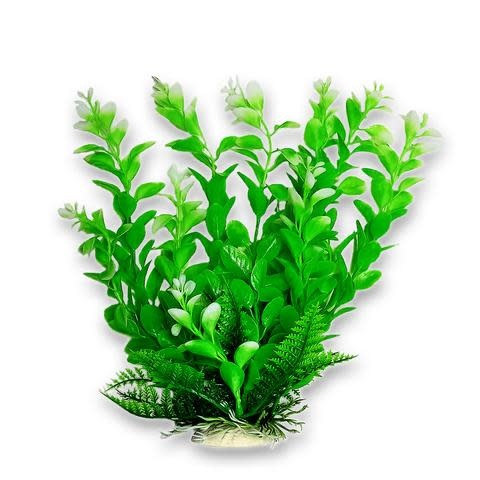 Aquatop AQUATOP Artificial Plant W/ Weighted Base -Green Plant Light White Tips