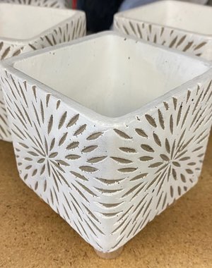 Evergarden Evergarden Ceramic Square Pot Dahlia Bloom 4"