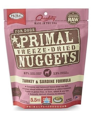 Primal Pet Foods Inc. Primal Freeze-Dried Nuggets Canine Turkey & Sardine Formula