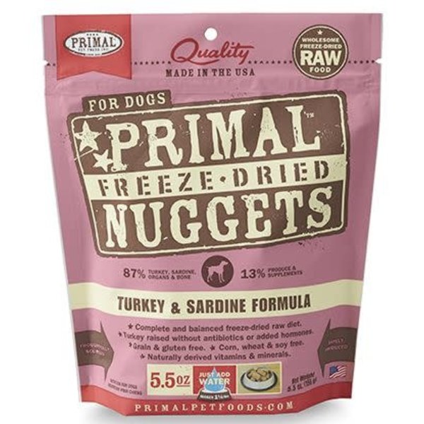 Primal Pet Foods Inc. Primal Freeze-Dried Nuggets Canine Turkey & Sardine Formula