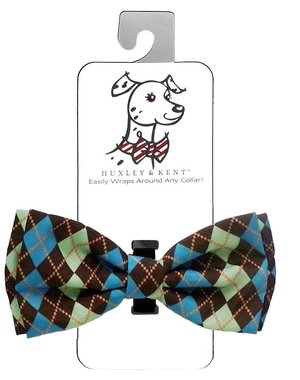 Huxley & Kent Huxley & Kent Bow Tie Argyle Teal/Blue