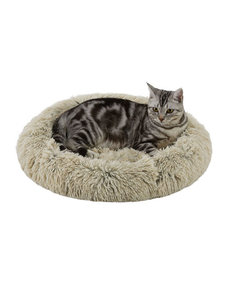 Best Friends by Sheri Best Friends by Sheri Oval Shag Faux Fur Cat Bed Taupe (21" x 19")