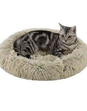 Best Friends by Sheri Best Friends by Sheri Oval Shag Faux Fur Cat Bed Taupe (21" x 19")
