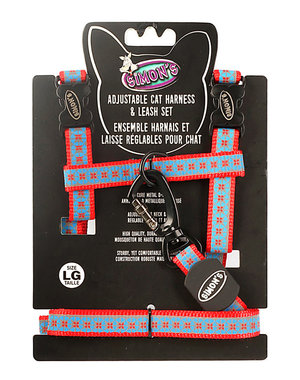 Burgham Simon's Simons Adjustable Harness & Leash Flower Print Red Large