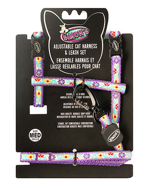 Burgham Simon's Simons Adjustable Harness & Leash Floral Print Purple Medium