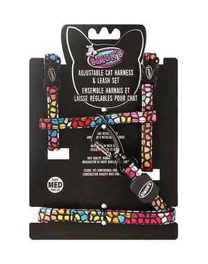 Burgham Simon's Simons Adjustable Harness & Leash Stone Print Black Medium