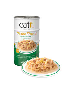CatIt Catit Divine Shreds Chicken with Liver & Broccoli in Jelly 4x 85g