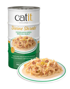CatIt Catit Divine Shreds Chicken with Liver & Broccoli in Jelly 4x 85g