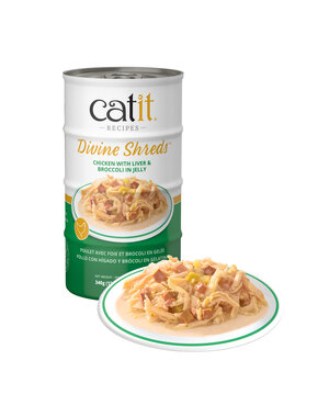 CatIt Catit Divine Shreds Chicken with Liver & Broccoli in Jelly 4x 85g