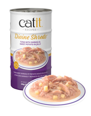 CatIt Catit Divine Shreds Tuna with Shirasu & Sweet Potato in Jelly 4x 85g