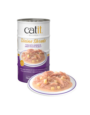 CatIt Catit Divine Shreds Tuna with Shirasu & Sweet Potato in Jelly 4x 85g