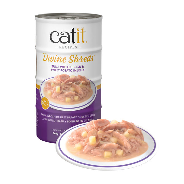 CatIt Catit Divine Shreds Tuna with Shirasu & Sweet Potato in Jelly 4x 85g