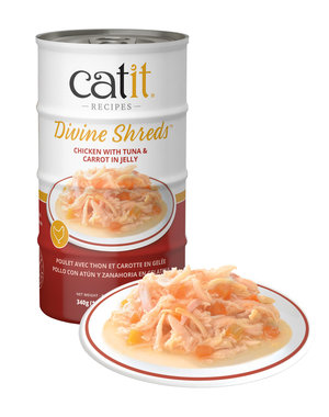 CatIt Catit Divine Shreds Chicken with Tuna & Carrot in Jelly 4x 85g