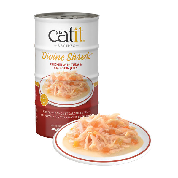 CatIt Catit Divine Shreds Chicken with Tuna & Carrot in Jelly 4x 85g