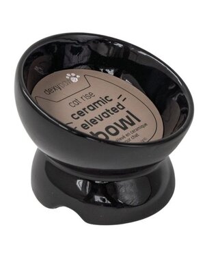 Dexypaws Dexypaws Raised Ceramic Cat Bowl Black 8oz
