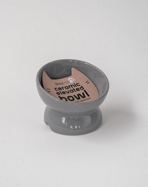 Dexypaws Dexypaws Raised Ceramic Cat Bowl Grey 8oz
