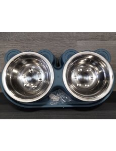 Brook Brand Pets Dual Stainless Steel Feeder With Ears-Blue