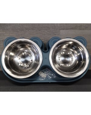 Brook Brand Pets Dual Stainless Steel Feeder With Ears-Blue