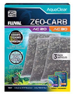 Fluval Fluval Zeo-Carb for AquaClear AC20/AC30 Power Filter, 6.3 oz / 180 g, 3-Pack