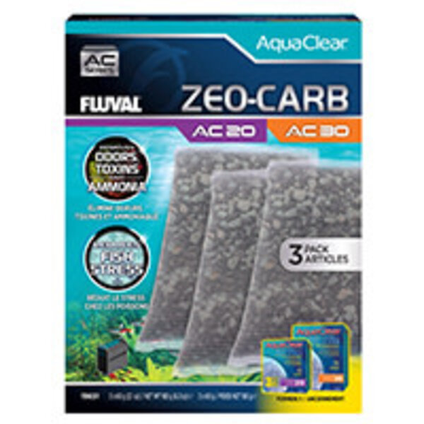 Fluval Fluval Zeo-Carb for AquaClear AC20/AC30 Power Filter, 6.3 oz / 180 g, 3-Pack