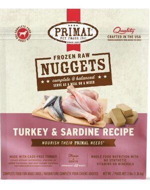 Primal Pet Foods Inc. Primal Frozen Turkey & Sardine Nuggets for Dogs 3lb