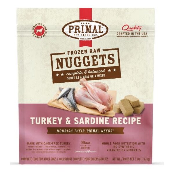 Primal Pet Foods Inc. Primal Frozen Turkey & Sardine Nuggets for Dogs 3lb