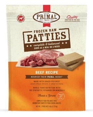 Primal Pet Foods Inc. Primal Frozen Beef Patties for Dogs 6lb