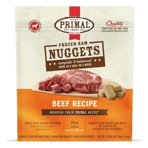Primal Pet Foods Inc. Primal Frozen Beef Nuggets for Dogs 3lb