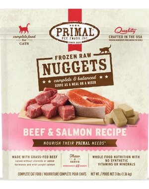 Primal Pet Foods Inc. Primal Frozen Beef & Salmon Nuggets for Cats 3lb