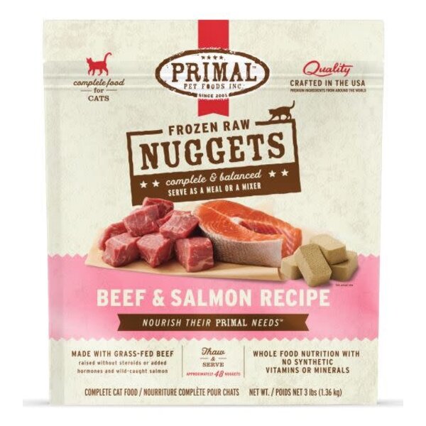 Primal Pet Foods Inc. Primal Frozen Beef & Salmon Nuggets for Cats 3lb