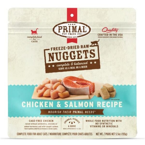 Primal Pet Foods Inc. Primal Freeze-Dried Nuggets Feline Chicken & Salmon Formula 5.5oz