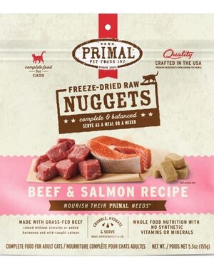 Primal Pet Foods Inc. Primal Freeze-Dried Nuggets Feline Beef & Salmon Formula 5.5oz