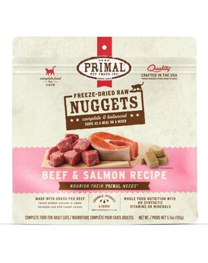 Primal Pet Foods Inc. Primal Freeze-Dried Nuggets Feline Beef & Salmon Formula 5.5oz